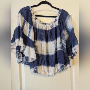 NWT Eesome Navy and White Tie Dye Women's Blouse